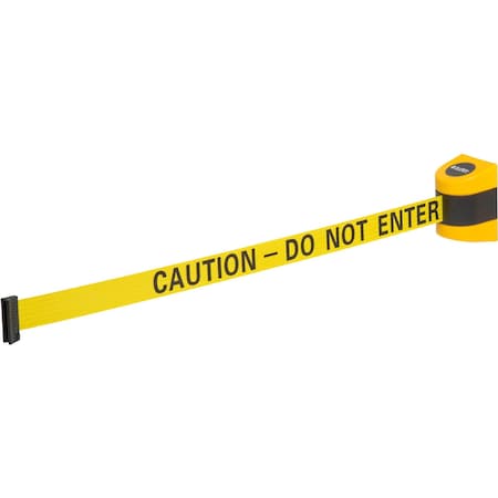 Wall Mount Retractable Belt Barrier, Yellow Case W/15' Yellow Caution Belt